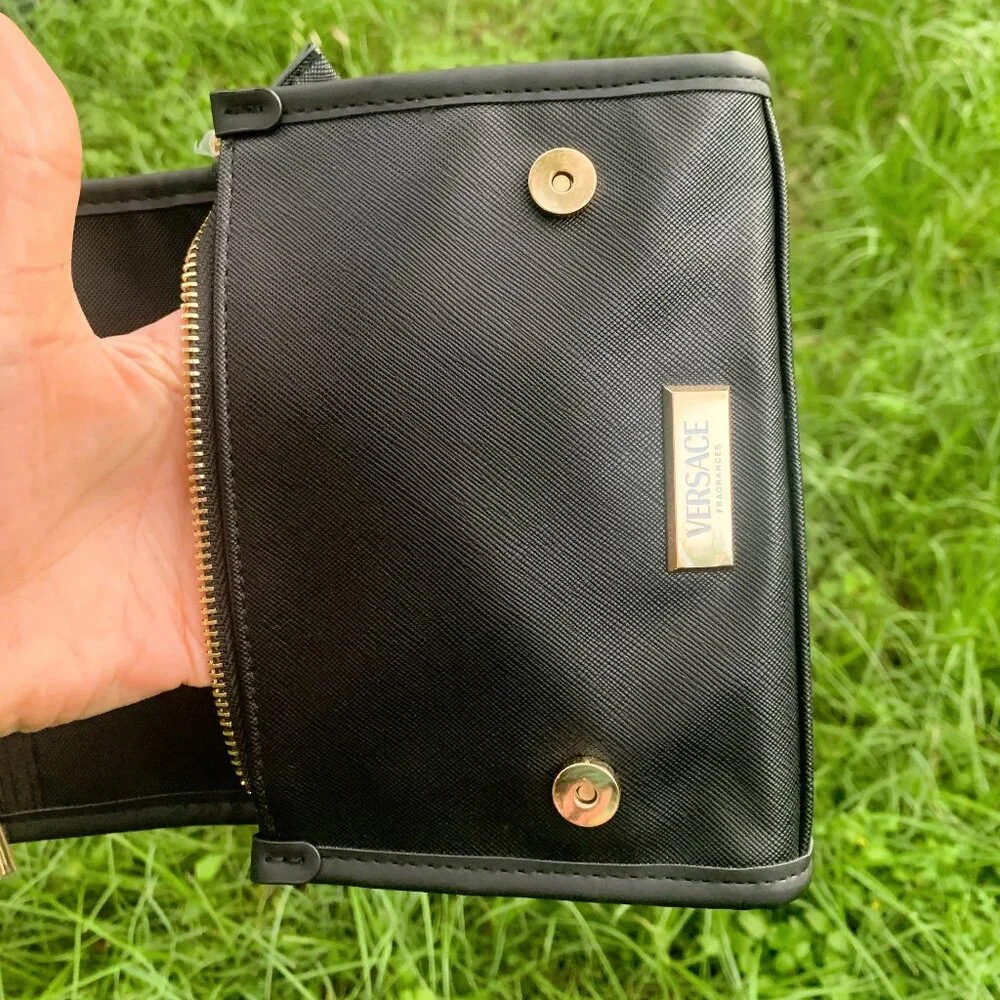 VERSACE Crossbody Perfume Cosmetic Clutch Bag Limited Edition NEW Black Gold - Picture 5 of 16